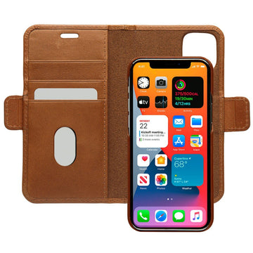 dbramante1928 Lynge Leather Wallet Case Magnetic Flip Cover for iPhone 12 Mini Tan